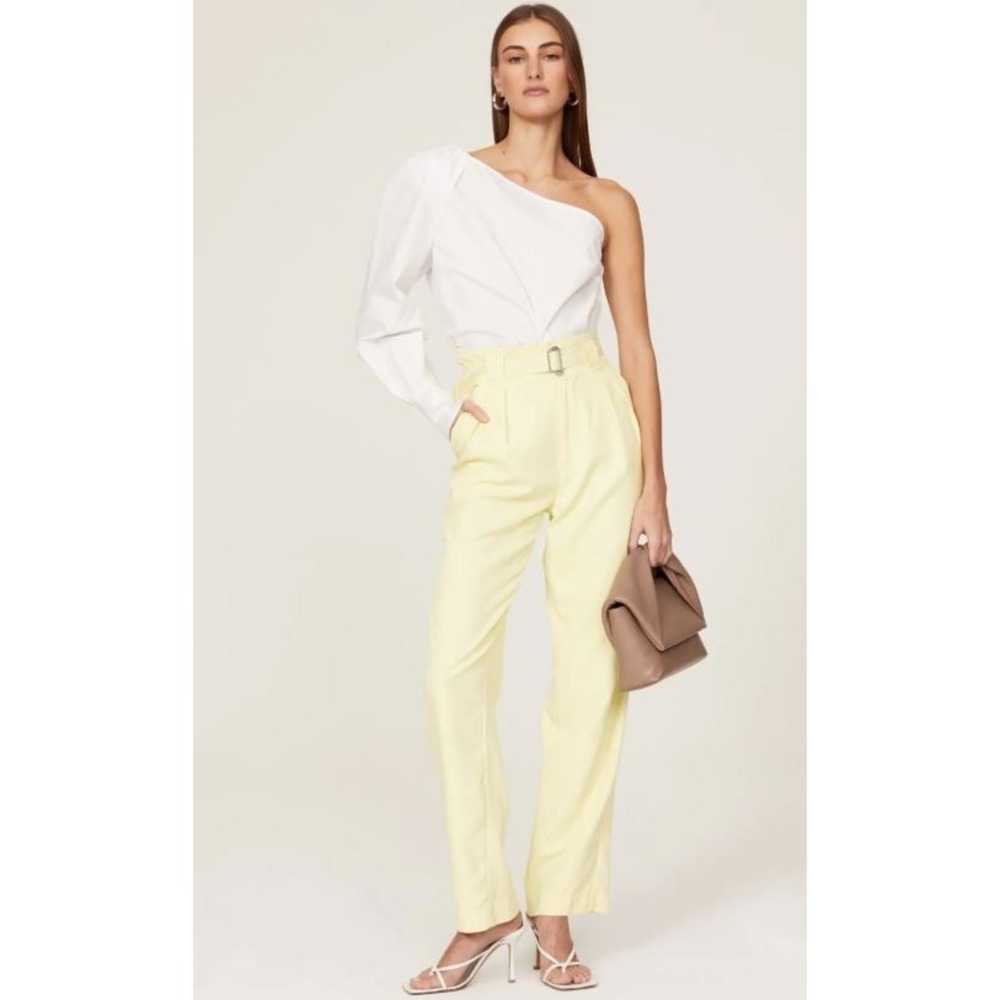 Halogen Women's One-Shoulder Cotton Poplin Long Sleeve Blouse in White Medium